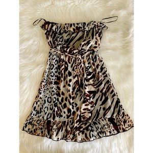 Leopard Print Tub Top Ruffle Sundress